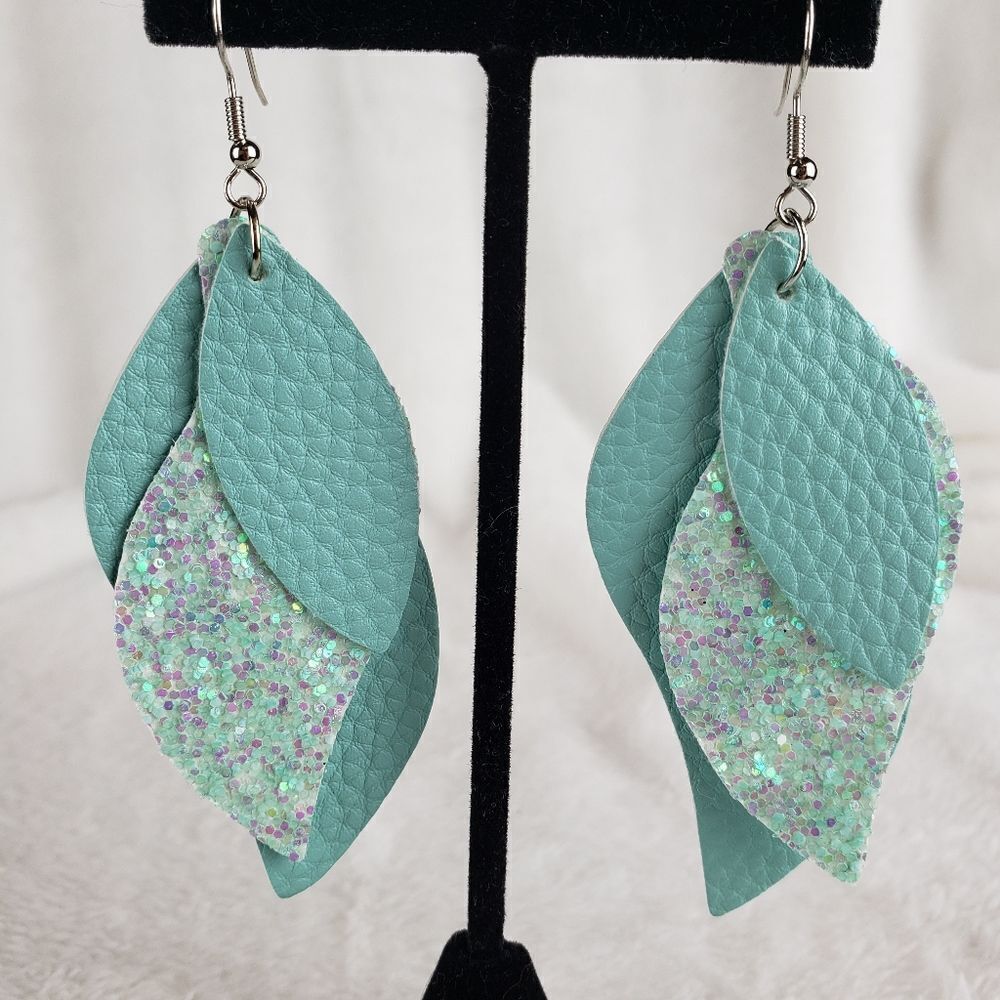Leather Leaf Drop Earrings